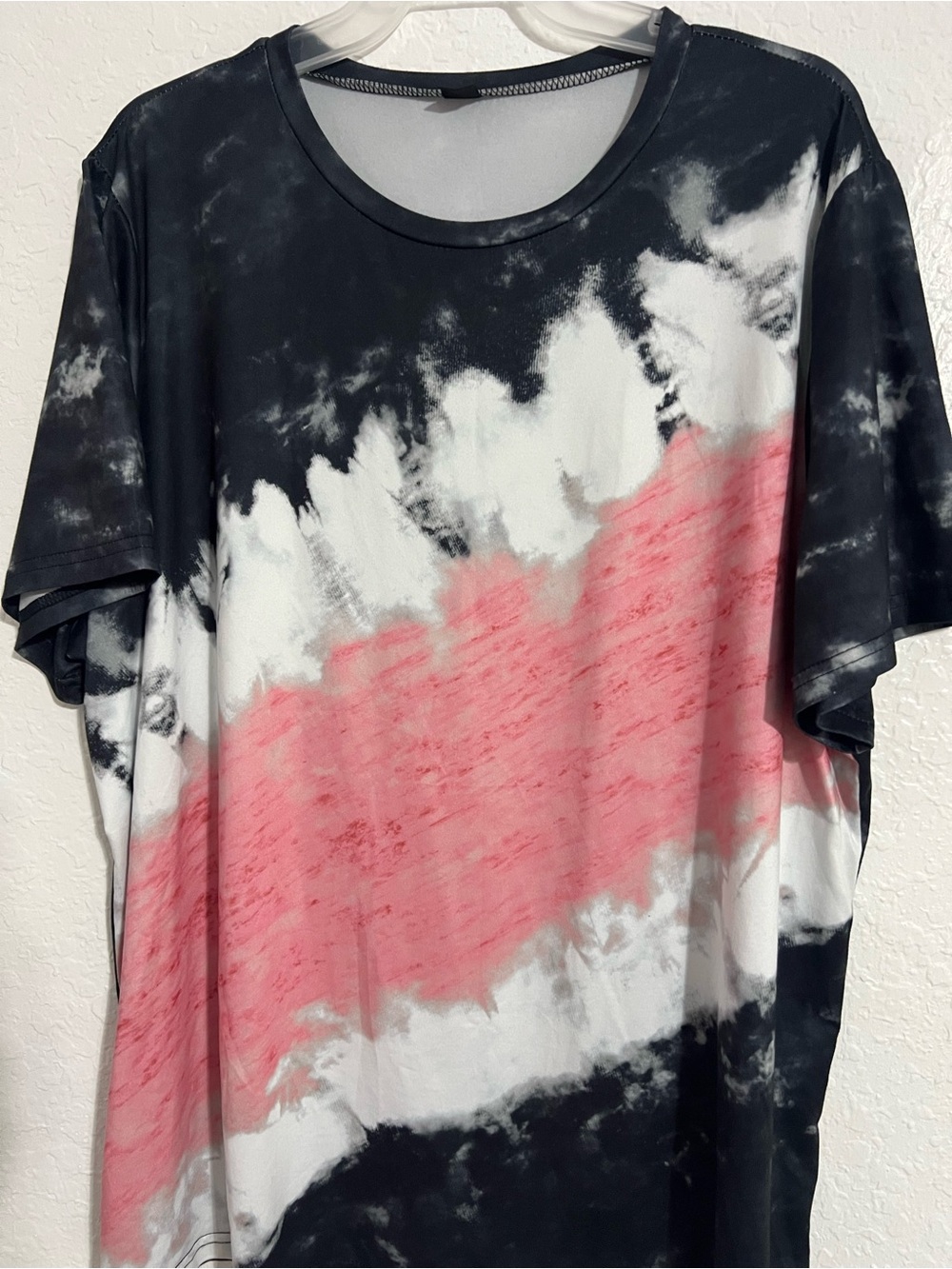 Women Black Tie Dye T-Shirt Size 3 XL Short Sleeve Crew Neck Polyester # 740 - Picture 2 of 5